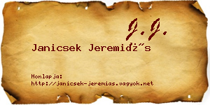 Janicsek Jeremiás névjegykártya